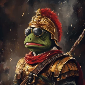 Pepe with pumped-up lips of a bright red color in carton style...