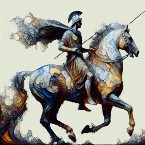 "Craft an abstract portrait that captures both the essence of Ju...