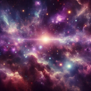 outer space with purple pink