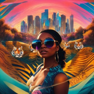 Create an 8k resolution image using a fish-eye lens distortion t...