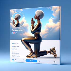 Create a 3D illustration of a realistic light skinned African-Am...