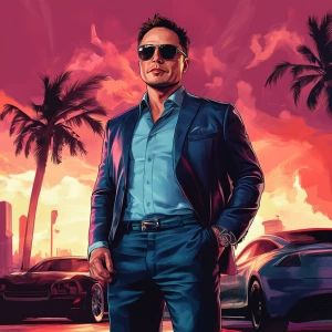 Elon Musk in GTA art style, , highly detailed character portrai...