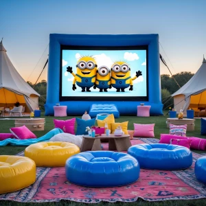 Girls birthday party Outdoor movie night for ex-large inflatable...