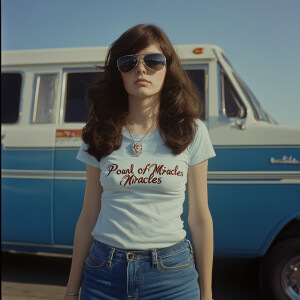 Color film photograph from 1975 of a beautiful 23-year-old brune...