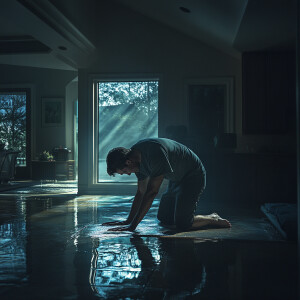 man, dynamic pose, captured by Gregory Crewdson using a Hasselbl...