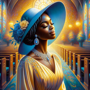 A spiritually enriching illustration portrays an African America...