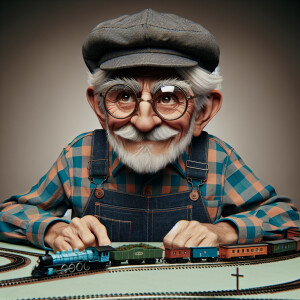 Funny and crazy caricature of a 95 year old American grandpa, ch...