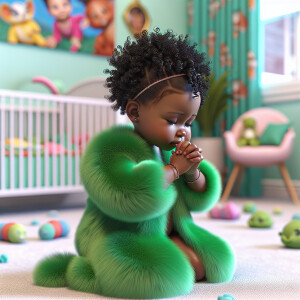 A 3D realistic illustration of a light-skinned African-American...
