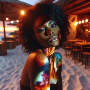 3-D image of a beautiful LIGHT SKIN, African-American woman she...