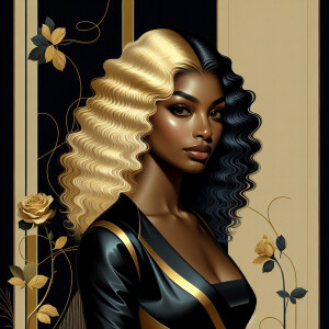 Create a vertical 3-D portrait of a light-skinned African-Americ...