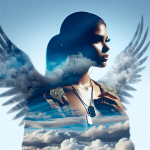 Create a 3-D portrait aspect ratio image with double exposure ef...