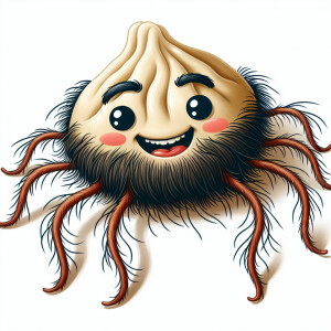 Забавный пельмень с длинными волосатыми ножками