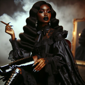 Victorian scene: Airbrush style, a beautiful African American da...