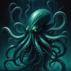 In the depths of a noir-inspired otherworldly abyss, a majestic...