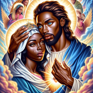 Ensure that the image distinctly represents both Jesus Christ an...