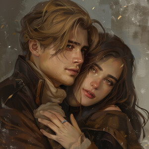 Ai image: the guy is blond, has brown eyes, is dressed in brown...