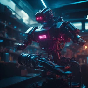 Create a concept for a robot called MakerMaker, featuring articu...