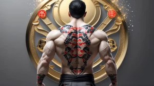 Create a hyper-realistic digital illustration of a muscular yet...