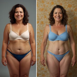 Create a side-by-side image comparison within a spa room setting...