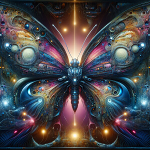 Butterfly in the style of Yautja's (Hunter Predator),ultra-detai...