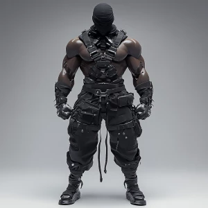 Wide angle shot of A full body standing pose of a muscular Niger...