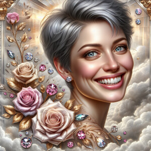 A horizontal portrait of a thinner, smiling heavy set
Caucasia...