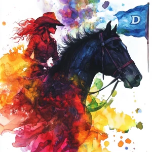 Create a double exposure image featuring a silhouette of a horse...