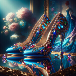 Imagine a pair of enchanting shoes, each a mirror image of the o...