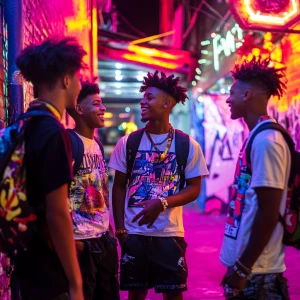 Group of African American teenage boys, ages 13 to 17, dressed i...