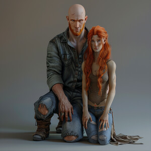 A photorealistic high resolution image. Light ginger haired fema...