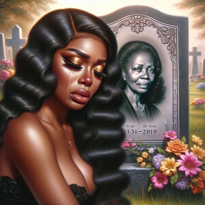 A beautiful light-skinned African-American woman with long wavy...