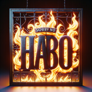 A flaming sign that reads " SORRY  NO HABLO FUCKTARDO" spelled c...