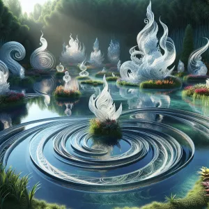 Imagine a serene landscape where water itself has been sculpted...