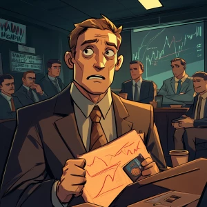 A comic-style scene featuring a pale, tired-looking man with a r...