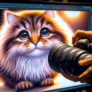 Create an image of an adorable, lifelike cat with vivid detail,...