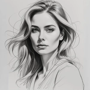 a realistic pencil sketch portrait with fine lines and tradition...