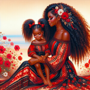 A tender depiction of a Bohemian mother with her child, both sty...