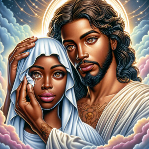 Ensure that the image distinctly represents both Jesus Christ an...
