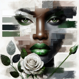 Create a visually engaging design by blending white and differen...