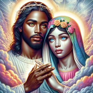Ensure that the image distinctly represents both Jesus Christ an...