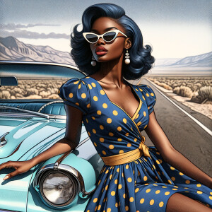 Craft an airbrushed depiction of a fashionable African American...