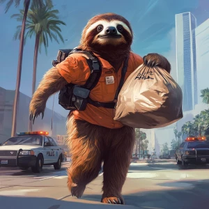 Sloths slerf meme,i carry bags of money from police, GTA style