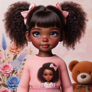 Refine the 3D realistic image of a four-year-old African-America...