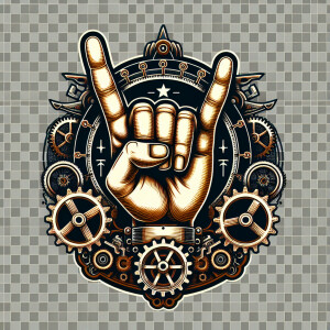 Hook'em horns logo in neiro style in transparent background, ste...