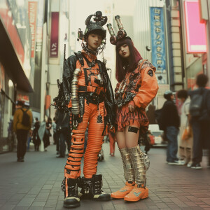 an ultra realistic full body pic of 2 people dressed as pyuupiru...