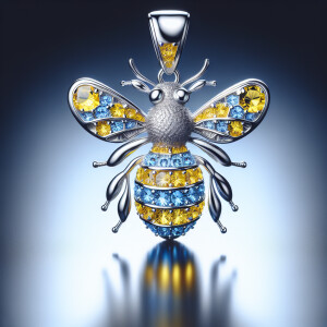 Introducing a fighting silver and yellow and blue honey bee pend...