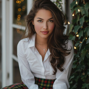 Photo of young woman with brunette hair, wearing white shirt and...