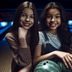 Two tween girls having a cheerful time while playing a game of b...