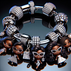 Create a high-fashion, Boujee Diva Charm Bracelet featuring a se...
