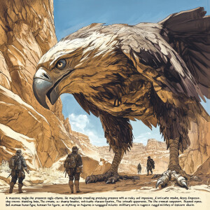 "A massive, majestic eagle-like creature with an imposing presen...